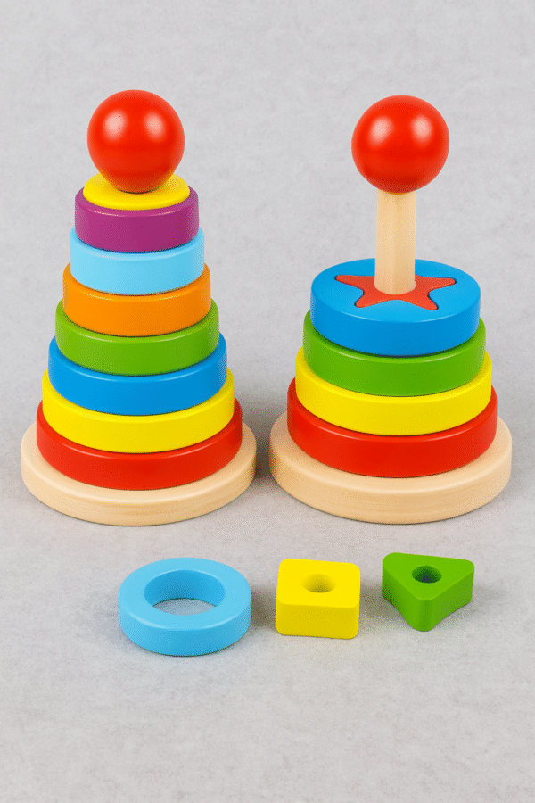 Torre de Encaje Doble de Madera – Estimula la mente y el juego activo